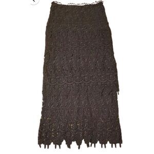 Nicole Bakti Lace Tiered Skirt  Black Sz S Lined Formal Holiday Party New Years